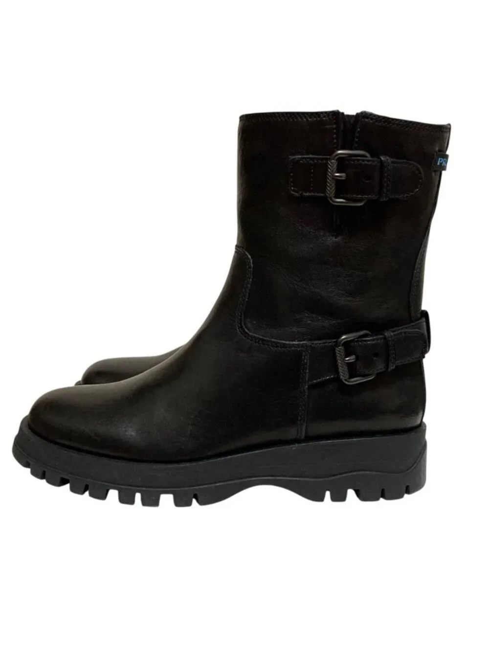 Prada Leather Engineer Boots Black